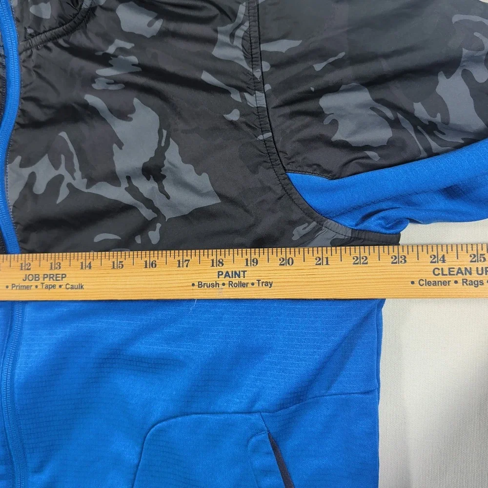 The North Face Hoodie Mens Large Blue Black Camo Hybrid Full Zip Fleece Jacket